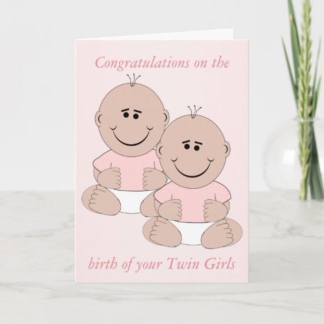 New Born Baby Twin Girls Card (Front)