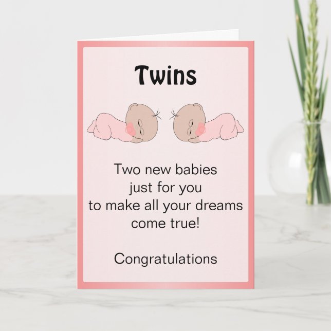New Born Baby Twins Card (Front)