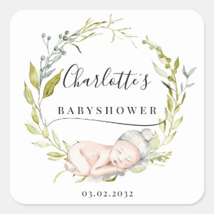 New Born-Eucalyptus-Wreath Square Sticker