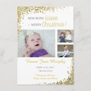New Born Kisses Baby Announcement