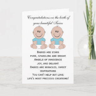 New Born Twin Boys Custom Card