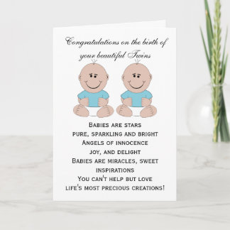 New Born Twin Boys Custom Card