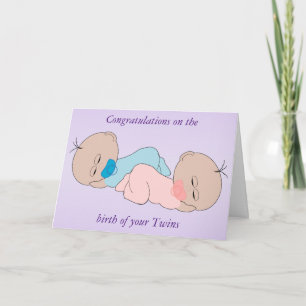 New Born Twins Personalised Card
