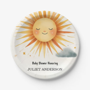 New Boy Pink Unique Sky Cloud Sunshine Baby Shower Paper Plate