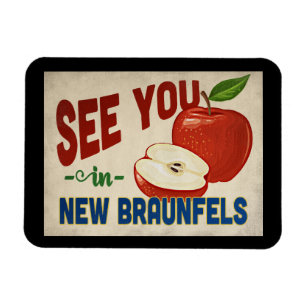 New Braunfels Texas Apple - Vintage Travel Magnet