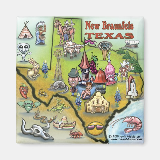 New Braunfels TEXAS Map Magnet (Front)