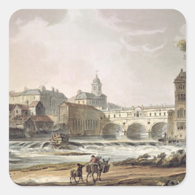 New Bridge, from 'Bath Illustrated by a Series of Square Sticker (Front)