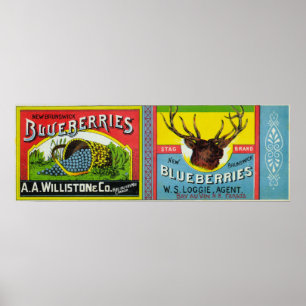 New Brunswick Blueberries Label Poster