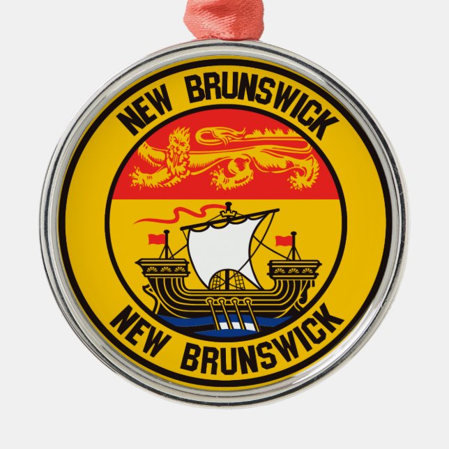New Brunswick Round Emblem Metal Tree Decoration (Front)