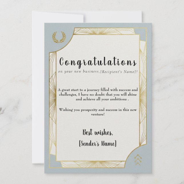 New Business Congratulations Card (Front)
