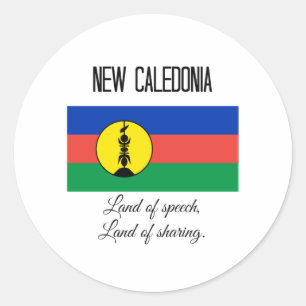 New Caledonia, Flag and Motto Classic Round Sticker