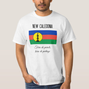 New Caledonia, Flag and Motto, unique design T-Shirt