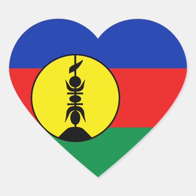 New Caledonia Flag Heart Sticker (Front)