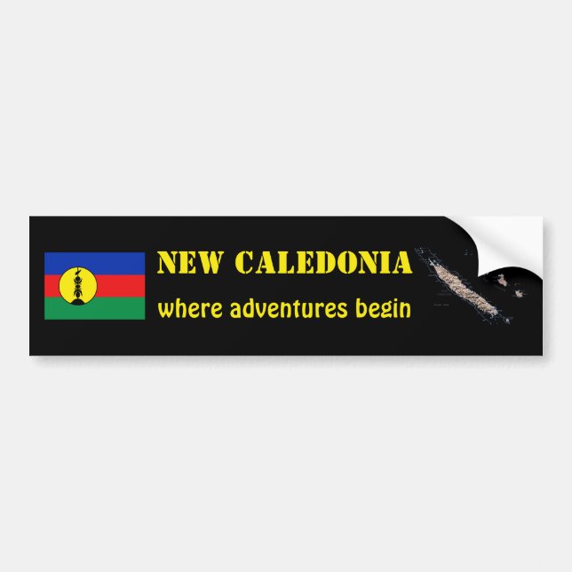 New Caledonia Flag + Map Bumper Sticker (Front)