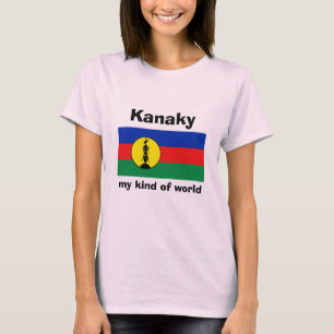 New Caledonia Flag + Map + Text T-Shirt