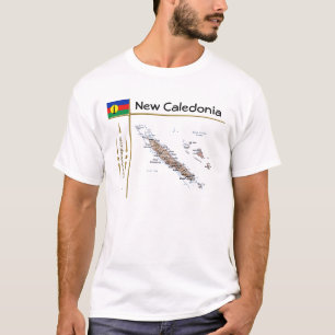 New Caledonia Map + Flag + Title T-Shirt