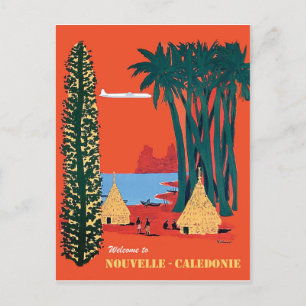 New Caledonia, village by the coast, vintage Postcard