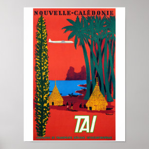 New Caledonia Vintage Travel Poster Restored