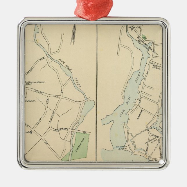 New Canaan, Rowayton Metal Tree Decoration (Front)