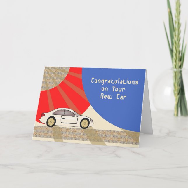New Car Congratulations Card with Champagne Car (Front)