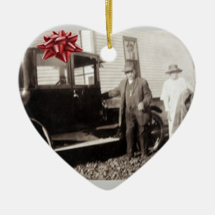 New car for Christmas! Funny old photo late 1920s Ceramic Tree Decoration