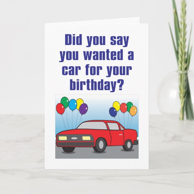 New Car Humourous Birthday Card (Front)
