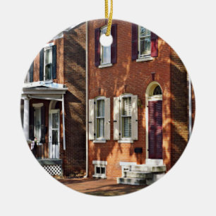 New Castle DE - Row of Townhouses Ceramic Tree Decoration