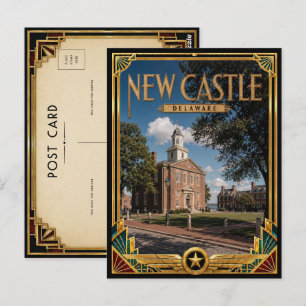 New Castle Delaware Vintage Art Deco Golden Age Postcard