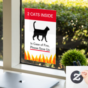 NEW! Cat Inside In case of Fire -Protect your Pets Window Cling