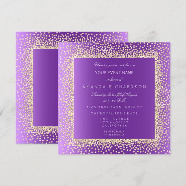 New Champaigne Gold Glitter Confetti Invitation (Front/Back)