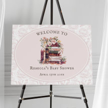 New chapter baby shower blush peony welcome sign