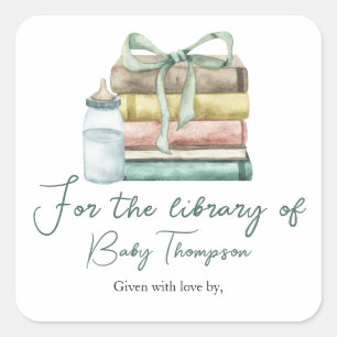 new chapter baby shower - for the library of square sticker