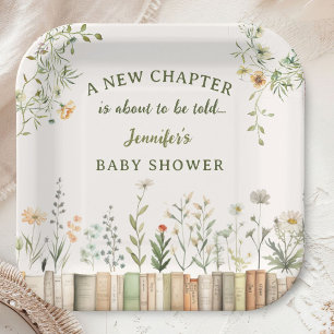 New Chapter Baby Shower Gender Neutral Wildflower Paper Plate