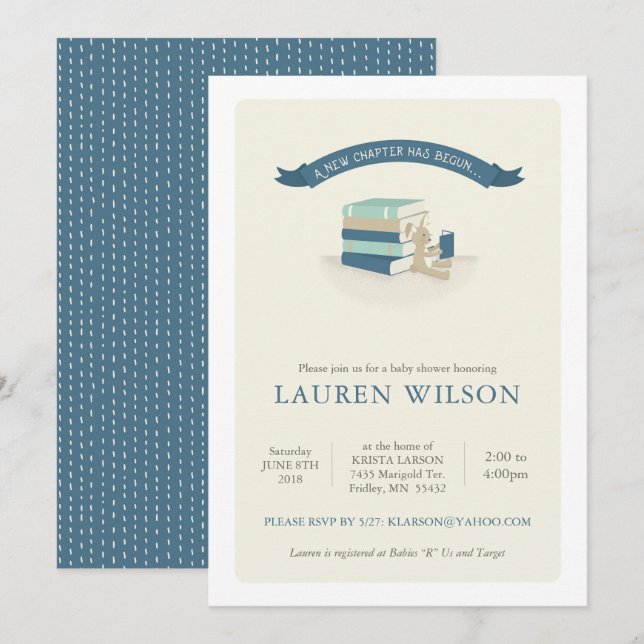 New Chapter Baby Shower Invitation - blue (Front/Back)