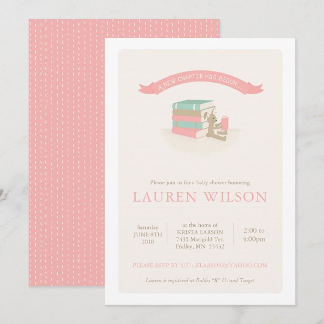 New Chapter Baby Shower Invitation - pink (Front/Back)