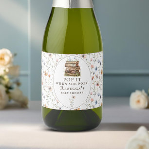 New chapter baby shower, pop it when she pops! sparkling wine label