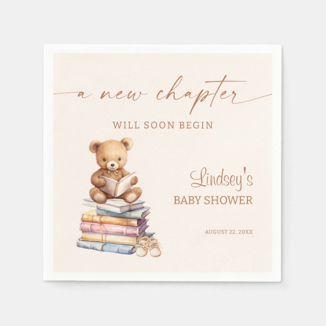 New Chapter Baby Shower Teddy Storybook Napkin (Front)