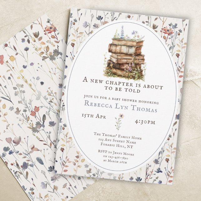 New chapter baby shower watercolor, wildflower invitation (Creator Uploaded)