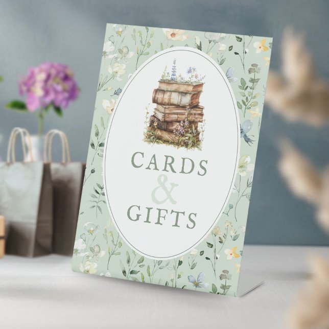 New chapter baby shower wildflower cards & gifts pedestal sign (Creator Uploaded)