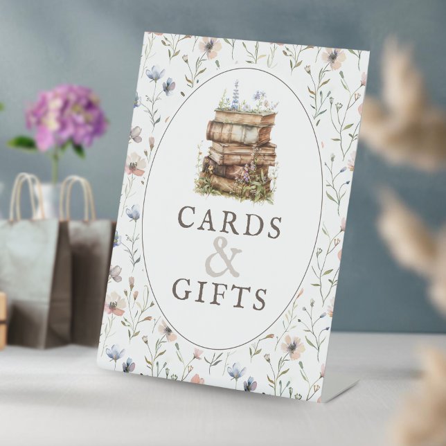 New chapter baby shower wildflower cards & gifts pedestal sign (Creator Uploaded)