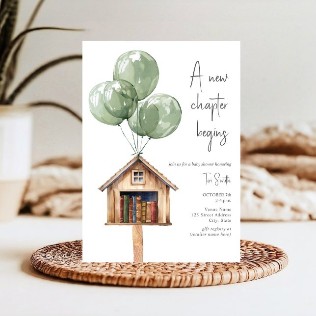 New Chapter Balloons Library Book Baby Shower  Invitation (Creator Uploaded)