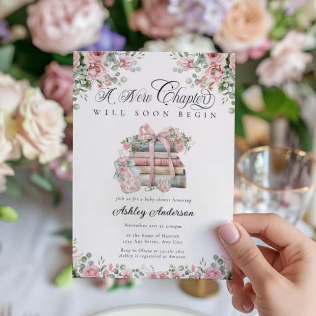New Chapter Begin Book Floral Baby Shower Invitation (Creator Uploaded)