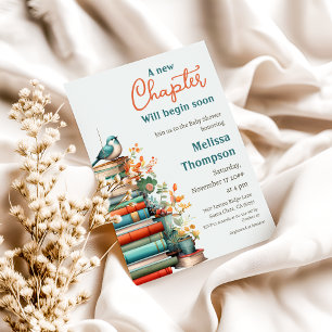 New Chapter Begin Floral Book Baby Shower Invitation