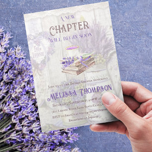 New Chapter Begin Lavender Tea Party Bridal Shower Invitation