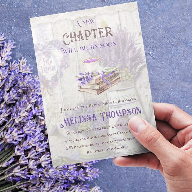 New Chapter Begin Lavender Tea Party Bridal Shower Invitation (Creator Uploaded)