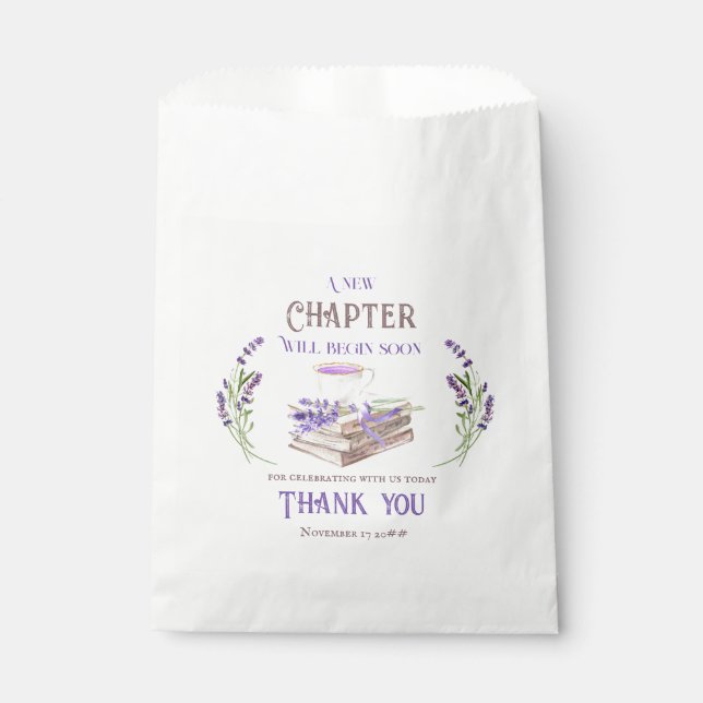 New Chapter Begin Soon Lavender Books Baby Shower Favour Bags (Front)