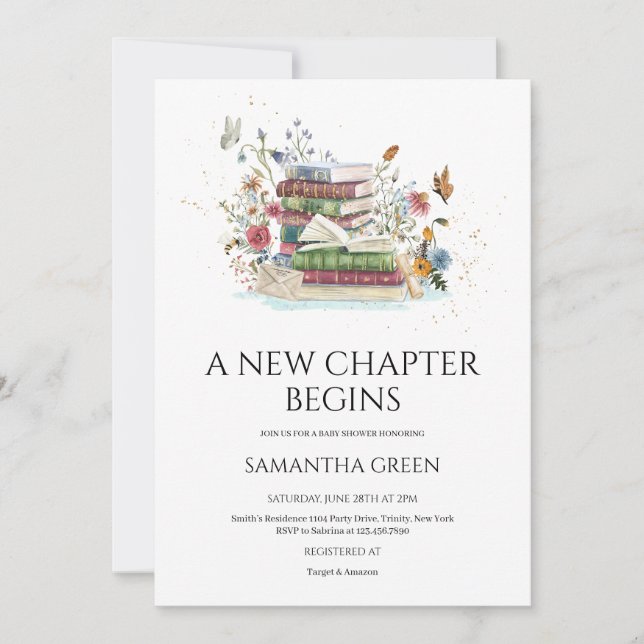 New Chapter Begins Baby Shower Invitation (Front)