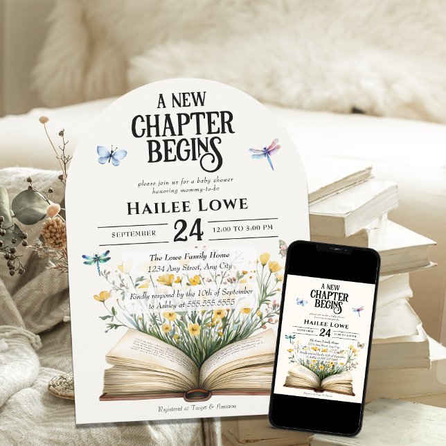 New Chapter Begins Baby Shower Vintage Wildflower Invitation (Creator Uploaded)