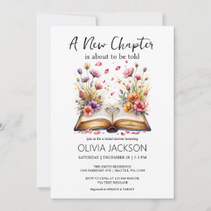New Chapter Begins Book and Ring Bridal Shower  Invitation