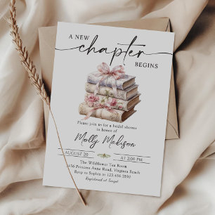 New Chapter Begins, Bow Storybook Bridal Shower Invitation